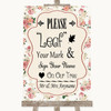 Vintage Roses Fingerprint Tree Instructions Personalized Wedding Sign