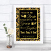Black & Gold Damask Friends Of The Bride Groom Seating Personalized Wedding Sign