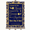 Blue & Gold Friends Of The Bride Groom Seating Personalized Wedding Sign