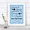 Blue Friends Of The Bride Groom Seating Personalized Wedding Sign