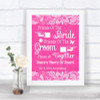 Bright Pink Burlap & Lace Friends Of The Bride Groom Seating Wedding Sign