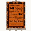 Burnt Orange Damask Friends Of The Bride Groom Seating Personalized Wedding Sign