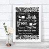 Dark Grey Burlap & Lace Friends Of The Bride Groom Seating Wedding Sign