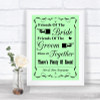 Green Friends Of The Bride Groom Seating Personalized Wedding Sign