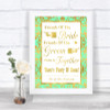 Mint Green & Gold Friends Of The Bride Groom Seating Personalized Wedding Sign
