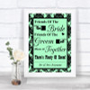 Mint Green Damask Friends Of The Bride Groom Seating Personalized Wedding Sign