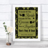 Olive Green Damask Friends Of The Bride Groom Seating Personalized Wedding Sign