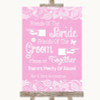 Pink Burlap & Lace Friends Of The Bride Groom Seating Personalized Wedding Sign