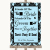 Sky Blue Damask Friends Of The Bride Groom Seating Personalized Wedding Sign