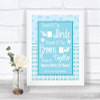 Winter Blue Friends Of The Bride Groom Seating Personalized Wedding Sign