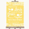 Yellow Burlap & Lace Friends Of The Bride Groom Seating Wedding Sign