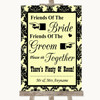Yellow Damask Friends Of The Bride Groom Seating Personalized Wedding Sign