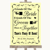 Yellow Friends Of The Bride Groom Seating Personalized Wedding Sign