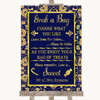 Blue & Gold Grab A Bag Candy Buffet Cart Sweets Personalized Wedding Sign