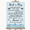 Blue Shabby Chic Grab A Bag Candy Buffet Cart Sweets Personalized Wedding Sign