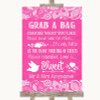 Bright Pink Burlap & Lace Grab A Bag Candy Buffet Cart Sweets Wedding Sign