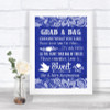 Navy Blue Burlap & Lace Grab A Bag Candy Buffet Cart Sweets Wedding Sign