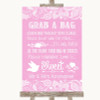 Pink Burlap & Lace Grab A Bag Candy Buffet Cart Sweets Personalized Wedding Sign