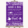 Purple Burlap & Lace Grab A Bag Candy Buffet Cart Sweets Wedding Sign