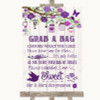 Purple Rustic Wood Grab A Bag Candy Buffet Cart Sweets Personalized Wedding Sign