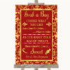 Red & Gold Grab A Bag Candy Buffet Cart Sweets Personalized Wedding Sign