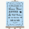 Blue Guestbook Advice & Wishes Gay Personalized Wedding Sign