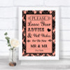 Coral Damask Guestbook Advice & Wishes Gay Personalized Wedding Sign