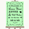 Green Guestbook Advice & Wishes Gay Personalized Wedding Sign