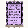 Lilac Damask Guestbook Advice & Wishes Gay Personalized Wedding Sign