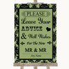 Sage Green Damask Guestbook Advice & Wishes Gay Personalized Wedding Sign