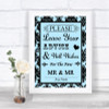 Sky Blue Damask Guestbook Advice & Wishes Gay Personalized Wedding Sign