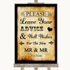 Western Guestbook Advice & Wishes Gay Personalized Wedding Sign