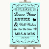 Aqua Guestbook Advice & Wishes Lesbian Personalized Wedding Sign