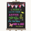 Bright Bunting Chalk Guestbook Advice & Wishes Lesbian Personalized Wedding Sign