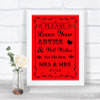Red Guestbook Advice & Wishes Lesbian Personalized Wedding Sign