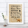 Sandy Beach Guestbook Advice & Wishes Lesbian Personalized Wedding Sign