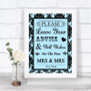 Sky Blue Damask Guestbook Advice & Wishes Lesbian Personalized Wedding Sign