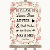 Vintage Roses Guestbook Advice & Wishes Lesbian Personalized Wedding Sign