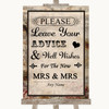 Vintage Guestbook Advice & Wishes Lesbian Personalized Wedding Sign