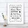 Black & White Guestbook Advice & Wishes Mr & Mrs Personalized Wedding Sign