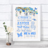 Blue Rustic Wood Guestbook Advice & Wishes Mr & Mrs Personalized Wedding Sign