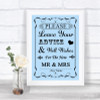 Blue Guestbook Advice & Wishes Mr & Mrs Personalized Wedding Sign