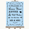 Blue Guestbook Advice & Wishes Mr & Mrs Personalized Wedding Sign