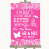 Bright Pink Burlap & Lace Guestbook Advice & Wishes Mr & Mrs Wedding Sign