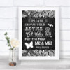 Dark Grey Burlap & Lace Guestbook Advice & Wishes Mr & Mrs Wedding Sign