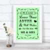 Green Guestbook Advice & Wishes Mr & Mrs Personalized Wedding Sign