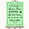 Green Guestbook Advice & Wishes Mr & Mrs Personalized Wedding Sign