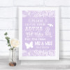 Lilac Burlap & Lace Guestbook Advice & Wishes Mr & Mrs Personalized Wedding Sign