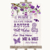 Purple Rustic Wood Guestbook Advice & Wishes Mr & Mrs Personalized Wedding Sign