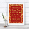 Red & Gold Guestbook Advice & Wishes Mr & Mrs Personalized Wedding Sign